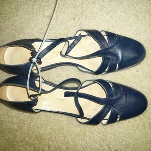 Navy Blue Salvatore Ferragamo Boutique Cap Toe Sandals Size 12
